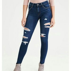 dark wash american eagle destroyed jeggings
